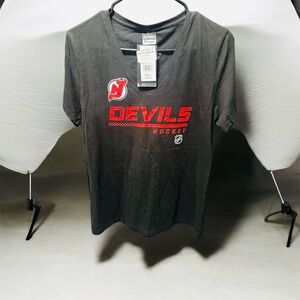Fanatics Charcoal V-Neck Devils Hockey Tee
